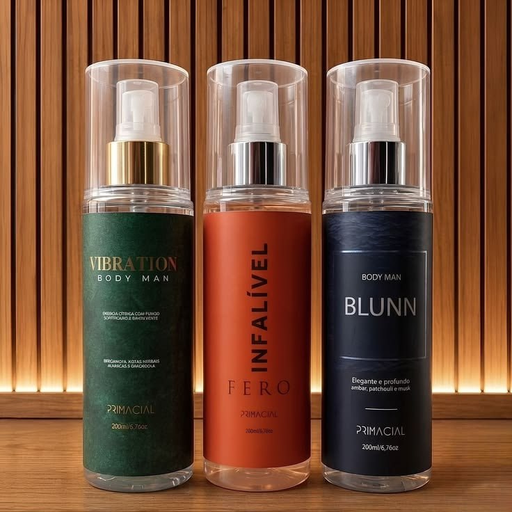 Kit 3 Body Splash Masculino Vibration + Blunn + Infalível Fero By Primacial Body Man