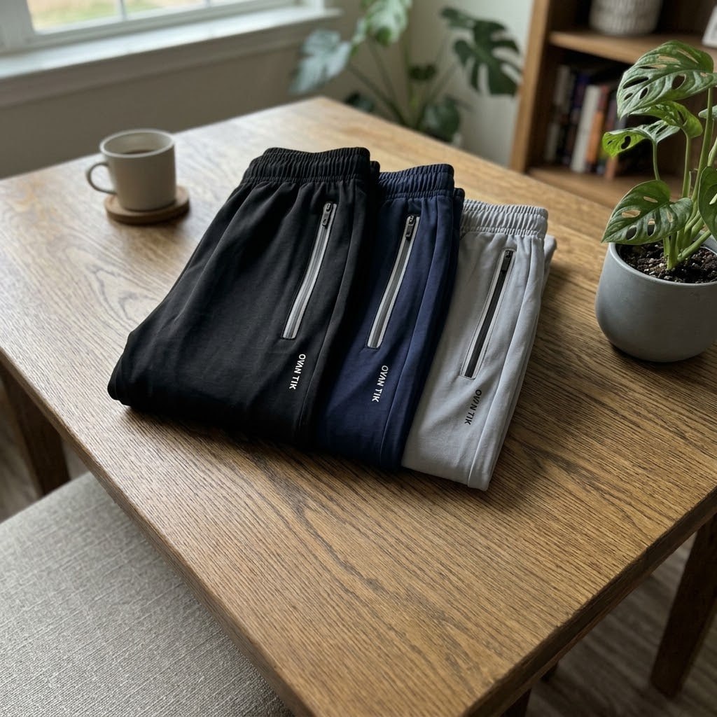 Kit 3 Calças Masculina Tactel Leve Bolso Zíper Premium