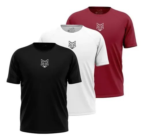 ➡️ Kit 3 Camisetas Masculina Dry Alpha Lobo Geométrico