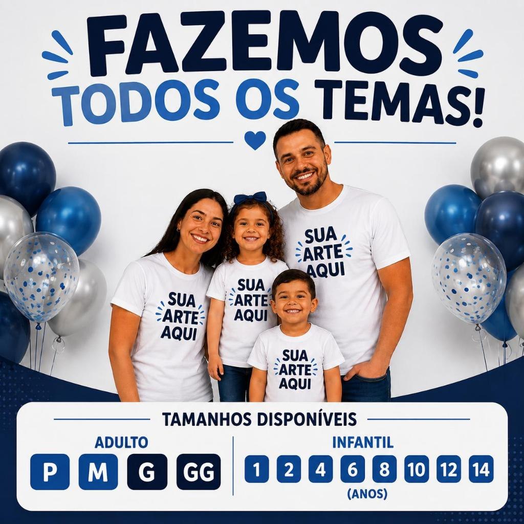 KIT 3 Camisetas personalizadas com a estampa da sua preferência - Com foto, frase, logo ou t...
