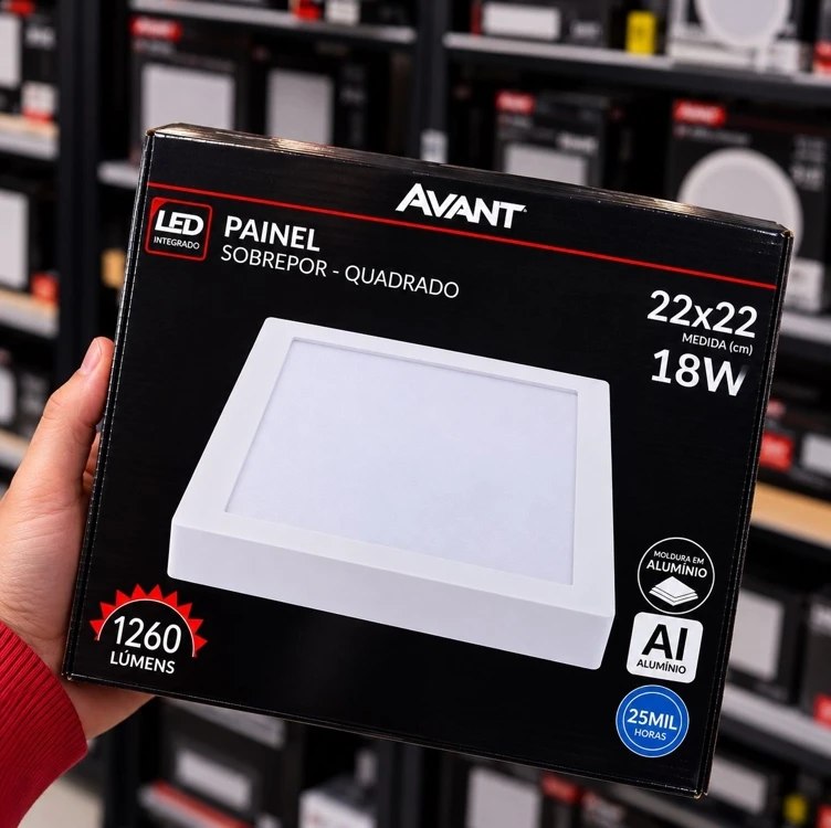 Kit 3 Painel Led Plafon Aluminio Embutir Quadrado 6500K Branco Frio 18w 22x22Cm