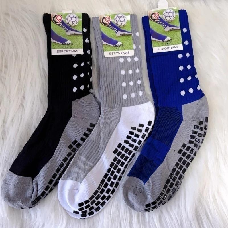 Kit 3 Pares Meia Antiderrapante Esportiva Futebol Treino Pro