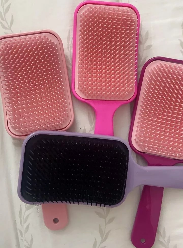 kit 4 Escovas De Cabelo Raquete Almofadada, Escova Raquete Flex Desembaraça Todos Tipos Cabelos