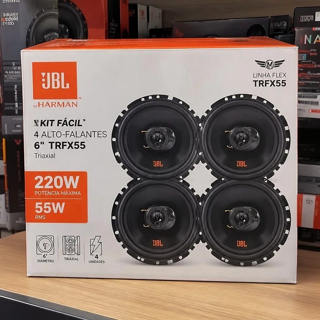 Kit 4 Falantes 6 Polegadas Jbl 6trfx55 Triaxial 220w 4 Ohms Cor Preto