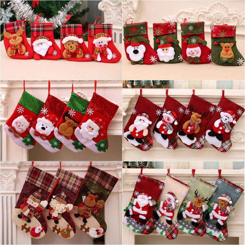 🆘KIT 4 MEIAS DE NATAL DECORATIVAS PREMIUM EM TRICÔ – 3 TAMANHOS, DIVERSAS ESTAMPAS PARA LARE...