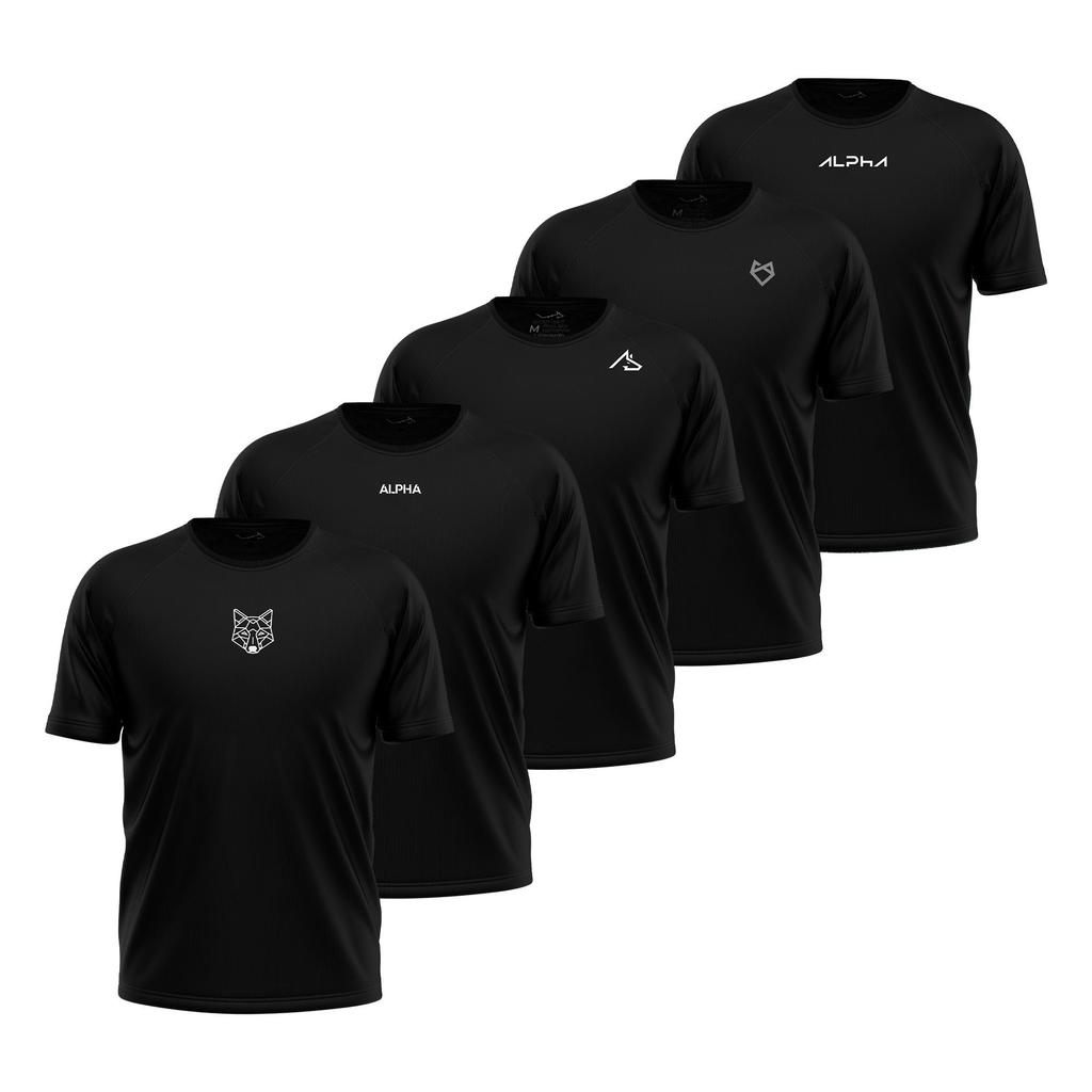 ⚠️ KIT 5 CAMISETAS DRY ALL BLACK ALPHA CO