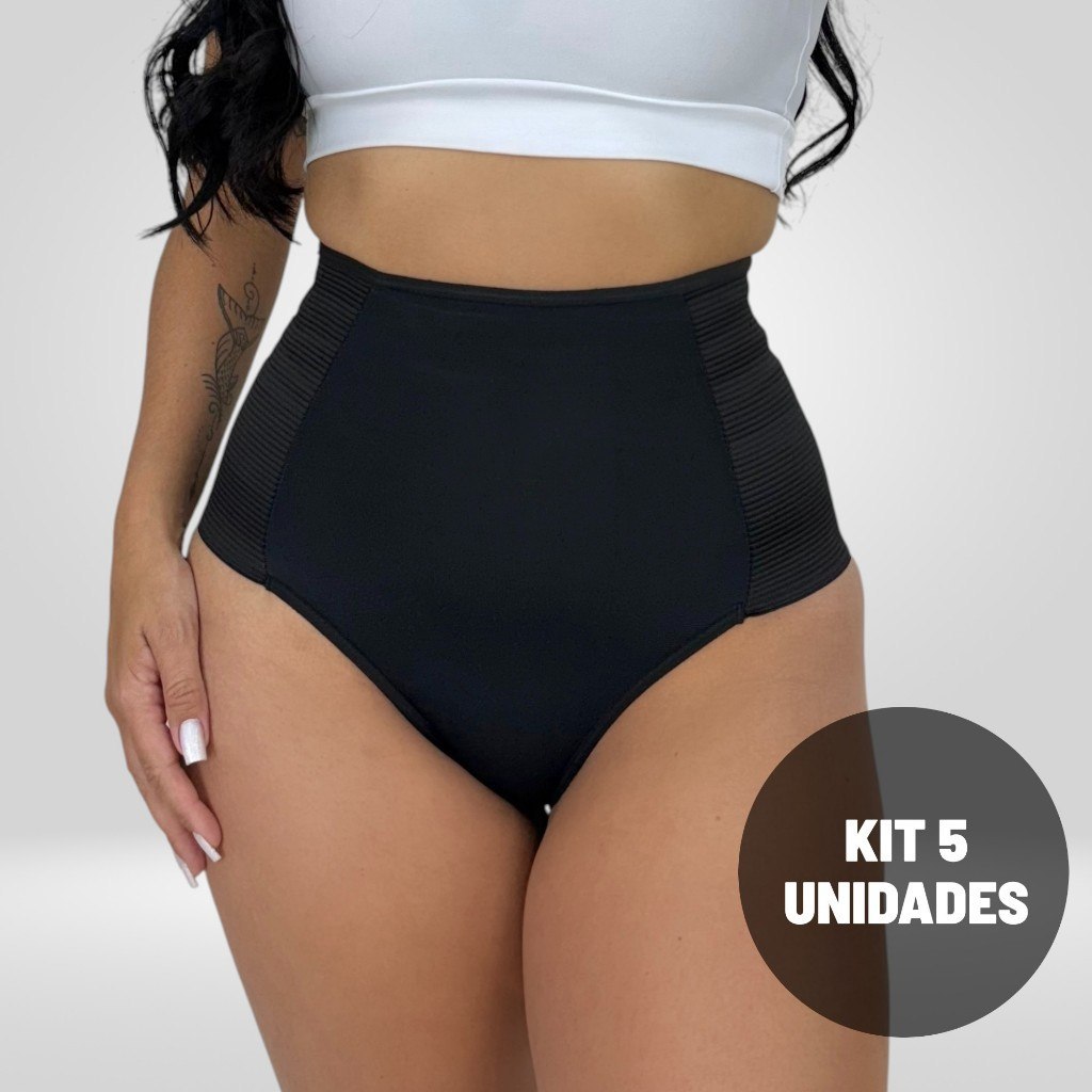 KIT 5 CINTA MODELADORA CALCINHA SUPLEX CÓS ALTO HOT PANT CALSINHAS PLUS SIZE FORRO 100% ALGO...