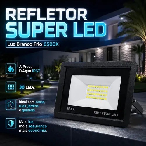 ⚠️ Kit 5 Refletores Led 100W Ip67 à Prova D'Água 6500K Branco Frio Bivolt