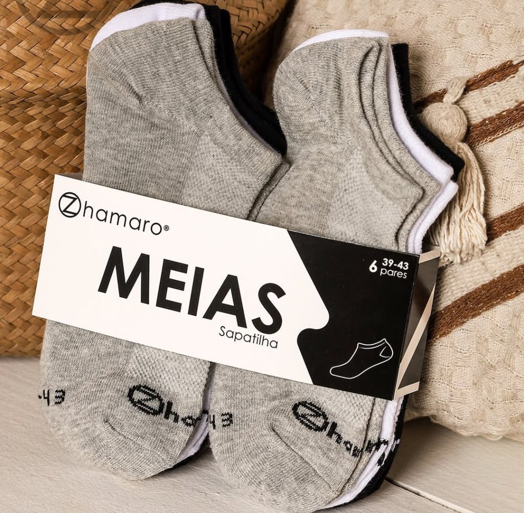 Kit 6 Pares Meias Zhamaro Algodão Sapatilha 100% Invisível