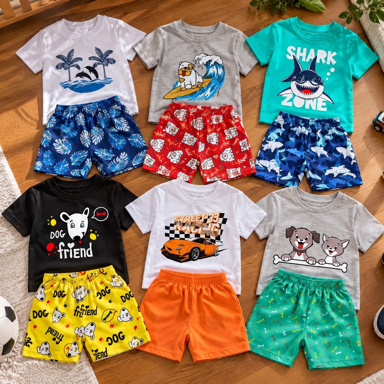 Kit 6 Peças De Roupa Infantil Menino Masculino Verão