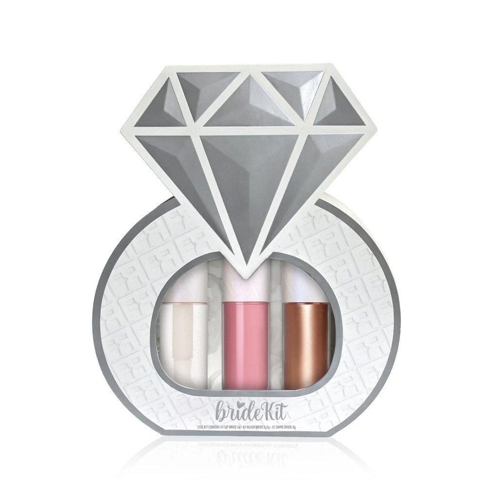 KIT BRIDE FRANCINY GLOSS ILUMINADOR E BLUSH CASAMENTO PRATA