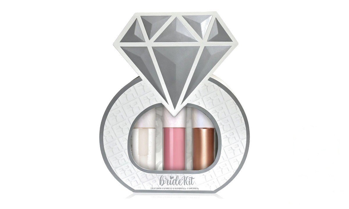 ➡️ KIT BRIDE FRANCINY GLOSS ILUMINADOR E BLUSH CASAMENTO PRATA