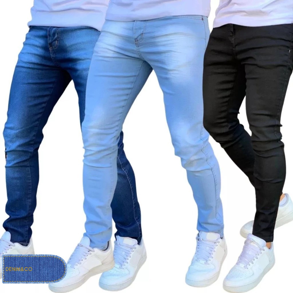 Kit Calça Jeans Skinny Masculina Com Lycra Nf