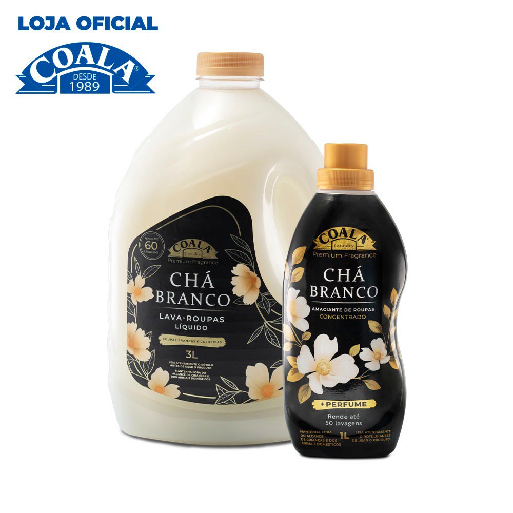 🆘KIT COALA LAUNDRY CHÁ BRANCO - 1 LAVA ROUPAS 3L +1 AMACIANTE1L