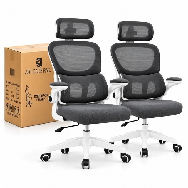 ⚠️ KIT COM 2 CADEIRA ESCRITÓRIO ERGONÔMICA PYTHON FLY B07