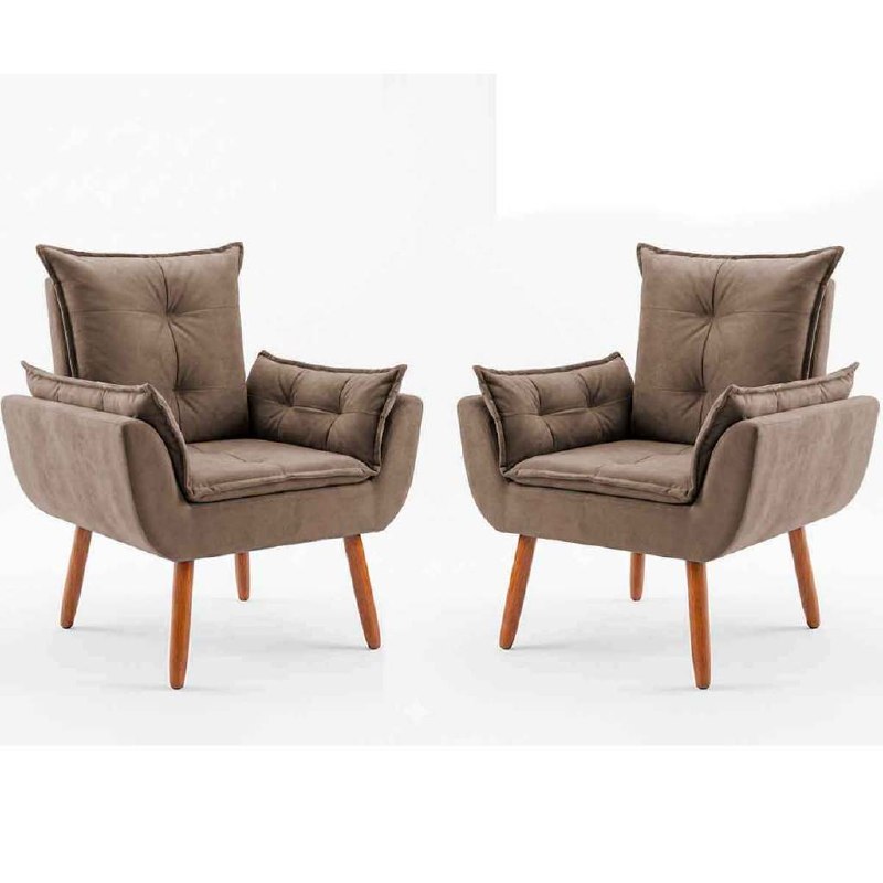 🆘KIT COM 2 POLTRONAS DECORATIVA OPALA PÉS PALITO PREMIUM, REFORÇADA, COZINHA, QUARTO SUEDE C...