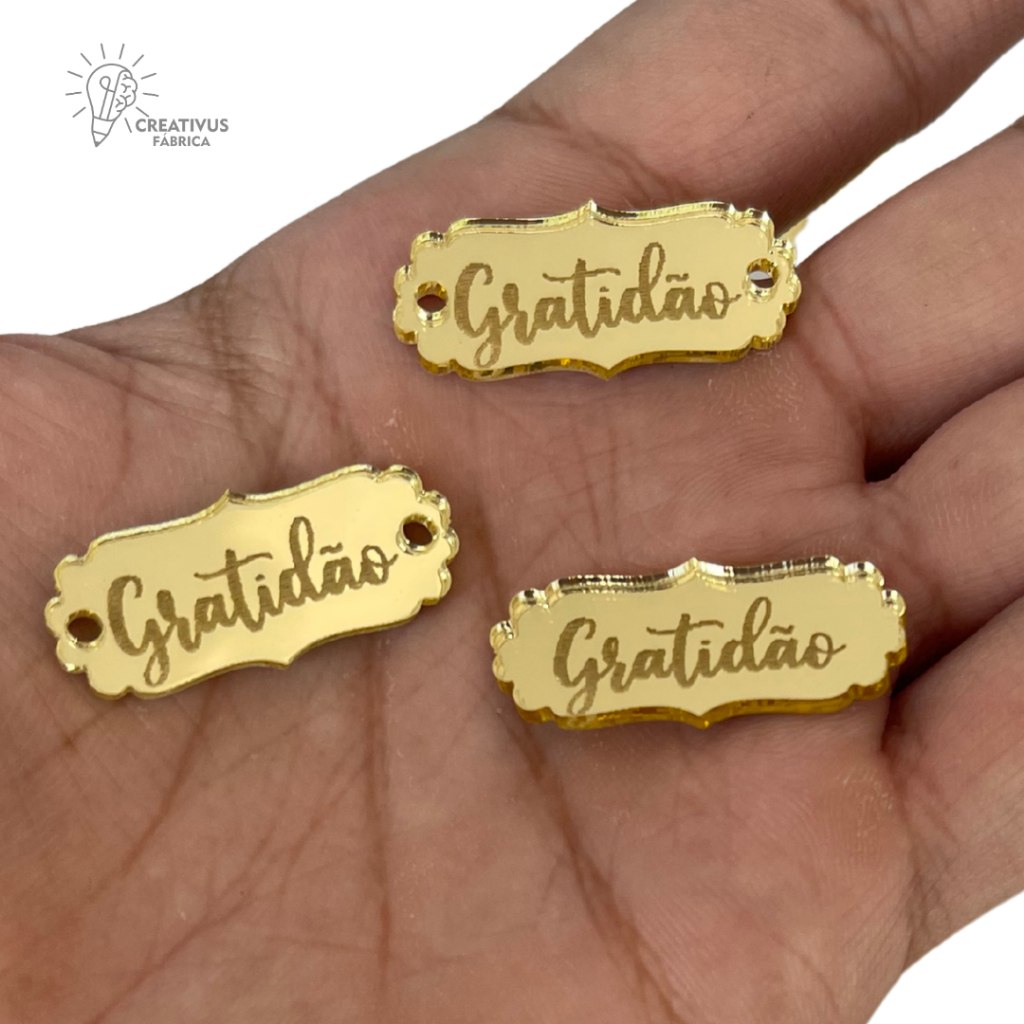 KIT COM 200/150/100/50 Unidades MOLDURINHA escrita GRATIDÃO aplique etiqueta tags plaquinha
