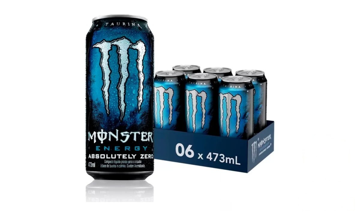 ➡️ KIT COM 6 ENERGÉTICO MONSTER ABSOLUTELY ZERO LATA 473ML