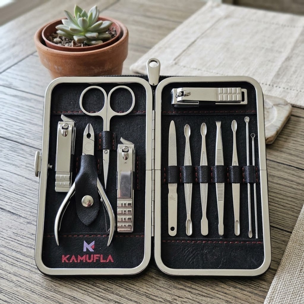 Kit Cortador De Unha Portátil Estojo Alicate Manicure 12 Pç