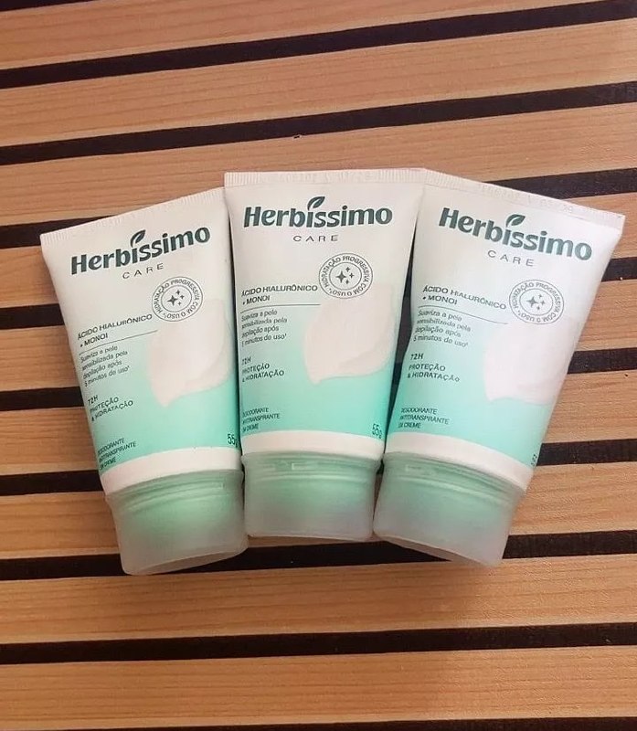 Kit Creme Desodorante Antitranspirante Herbíssimo Bisnaga Care Monoi E Ácido Hialurônico 55g...