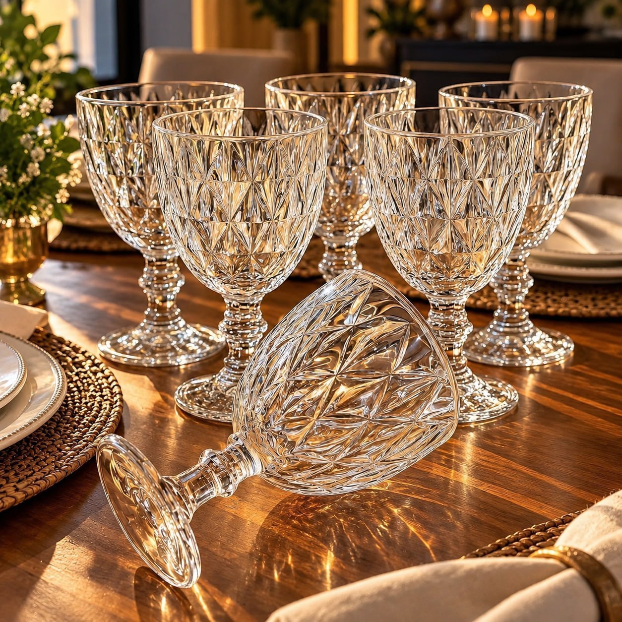 Kit de 6 Taças Diamond Luxena para Vinho e Drinks 340 mL Luxo Elegante