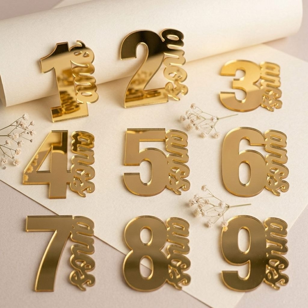 Kit de números em Acrílico Espelhado para Festas Personalizadas - kit 10 unidades-5cm