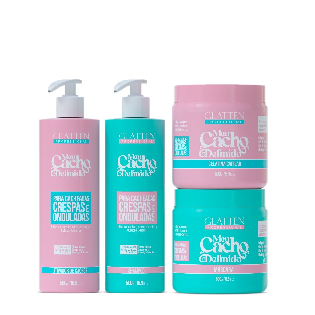 Kit de Nutrição Para Cabelos Cacheados - Meu Cacho Definido GLATTEN