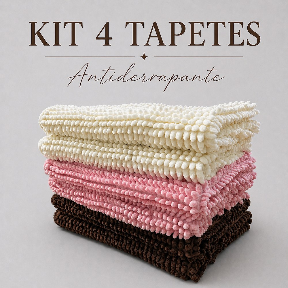 🆘KIT JOGO TAPETE DE BANHEIRO ANTIDERRAPANTE 58X38CM TAPETE BOLINHA MACARRÃO MICROFIBRA ABSOR...