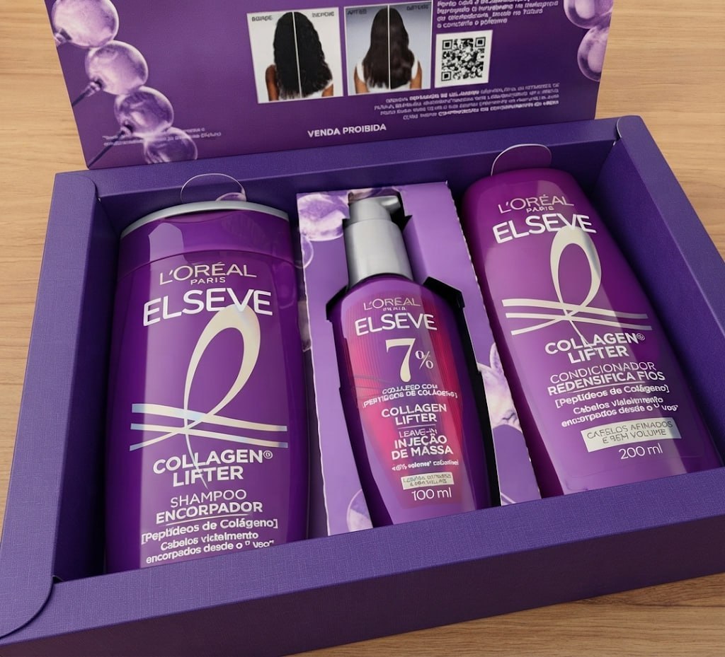 Kit L'Oréal Paris Elseve Collagen Lifter: Shampoo 400ml + Condicionador 400ml + Sérum 100ml