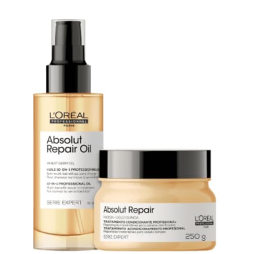 Kit L'Oréal Professionnel Serie Expert Absolut Repair Gold Quinoa Protein Máscara 250ml e Ól...