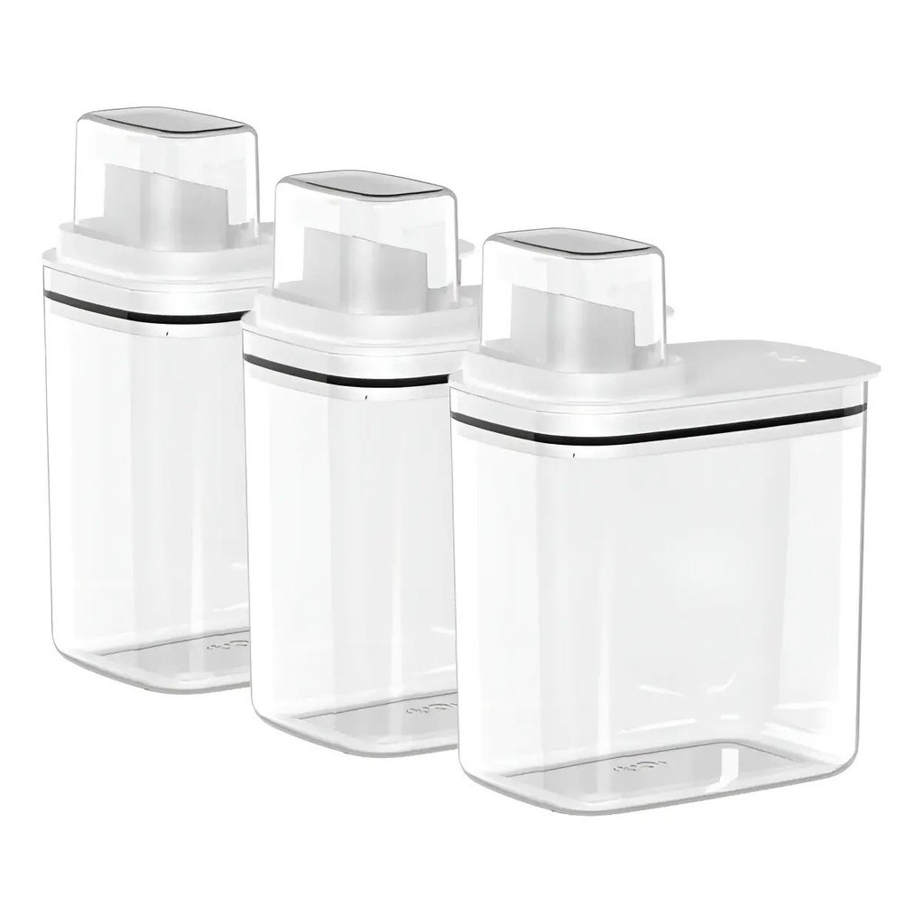 Kit Lavanderia 3 Dispenser para Sabão Líquido ou em Pó 1,5L Branco - OU