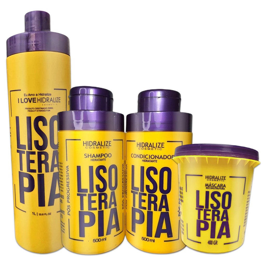 Kit Lisoterapia Progressiva Shampoo Condicionador Máscara Hidratação Reconstrução Super Trat...