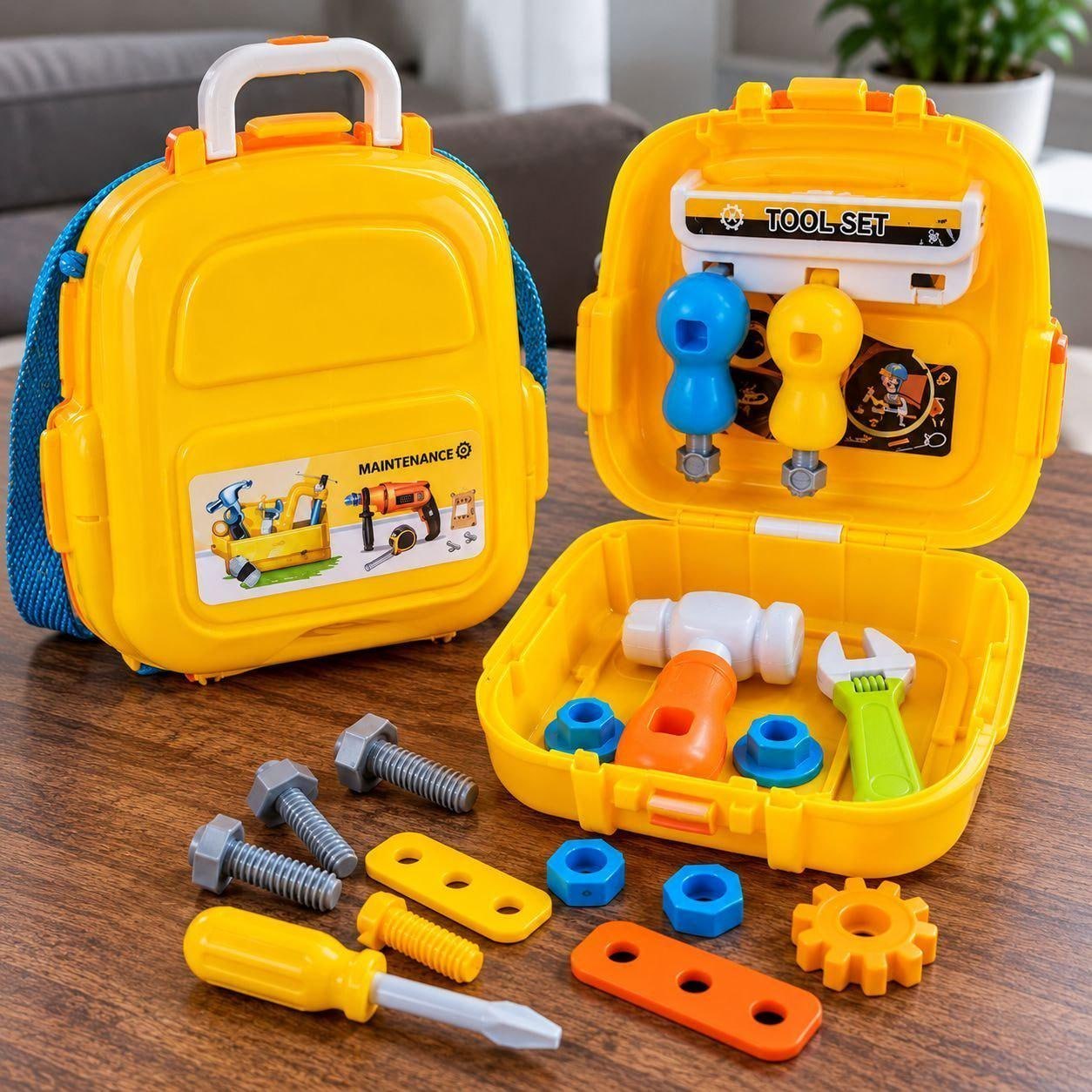 Kit Maleta Mochila De Ferramentas Infantil Bag 2 Em 1 Vira Oficina 17 Peças Plástico Criança...