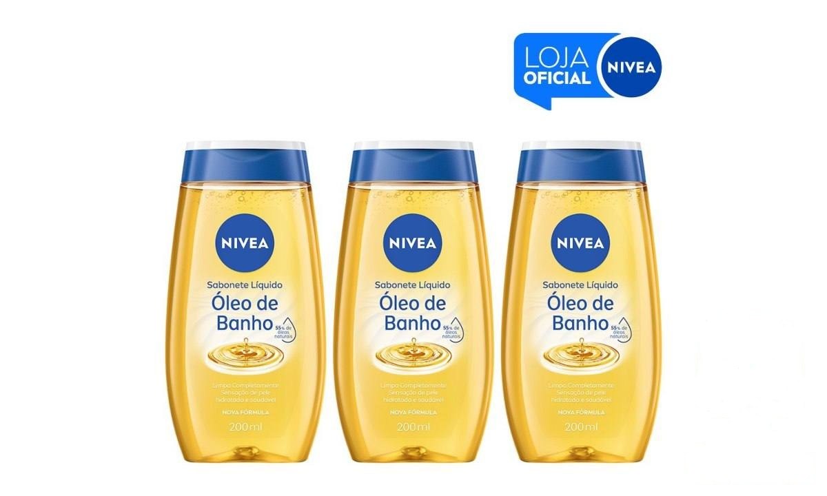 ⚠️ KIT - NIVEA SABONETE LÍQUIDO ÓLEO DE BANHO 200ML - 3 UNIDADES