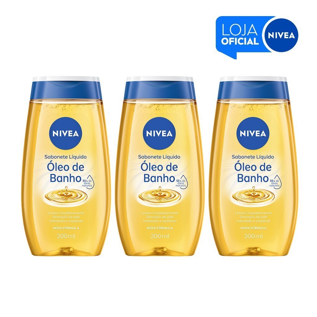 ⚠️ KIT NIVEA SABONETE LÍQUIDO ÓLEO DE BANHO 200ML 3 UNIDADES