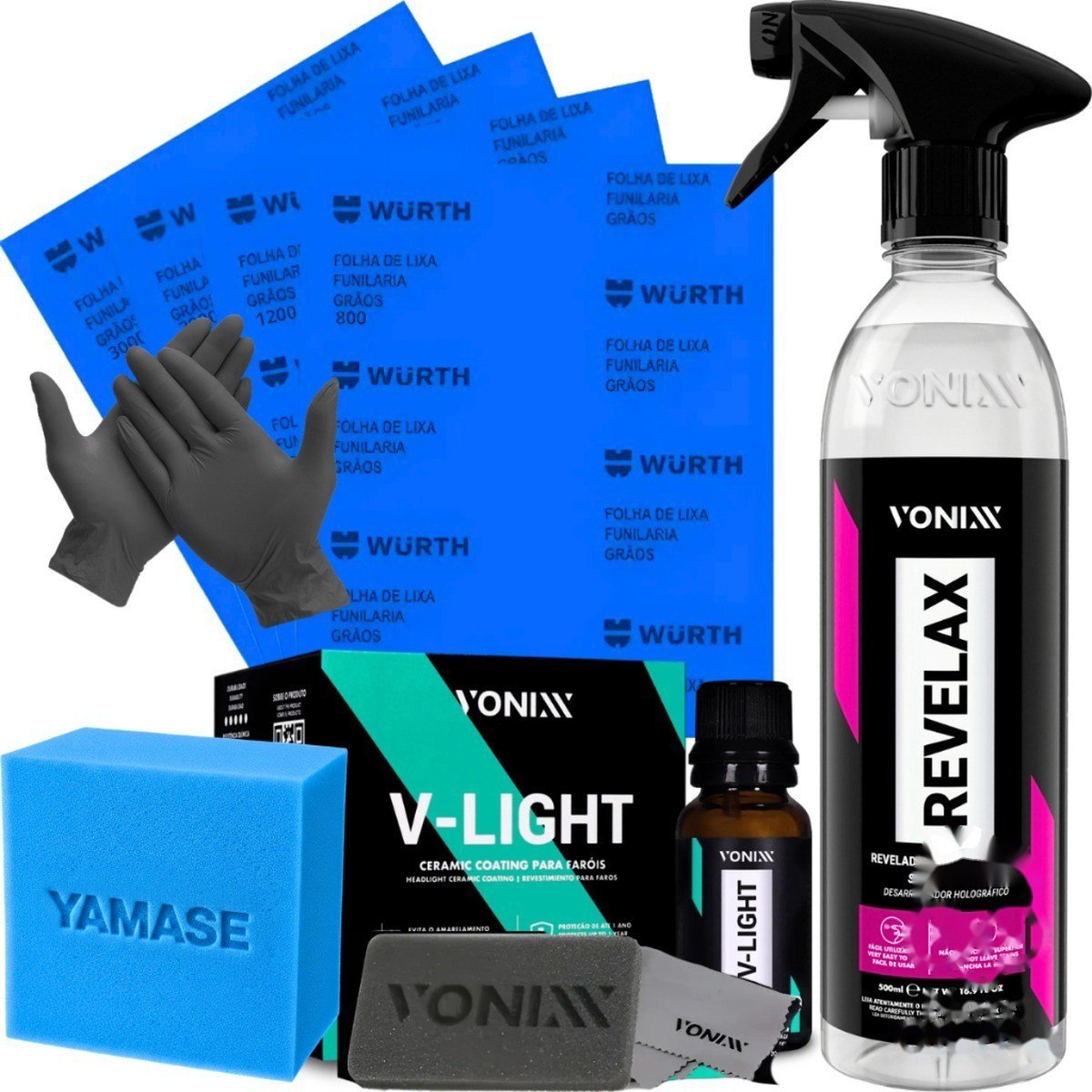 ➡️ KIT POLIMENTO FAROL REVELAX LIXA VITRIFICADOR V-LIGHT VONIXX
