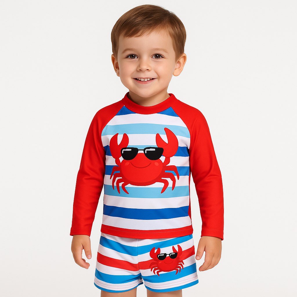 🔥 KIT PRAIA INFANTIL MASCULINO UV50+ CAMISA MANGA LONGA + SUNGA