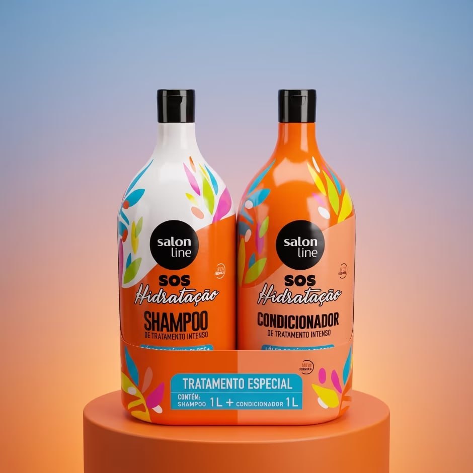 Kit S.O.S Hidratação Óleo de Rícino Shampoo e Condicionador Litrão Salon Line