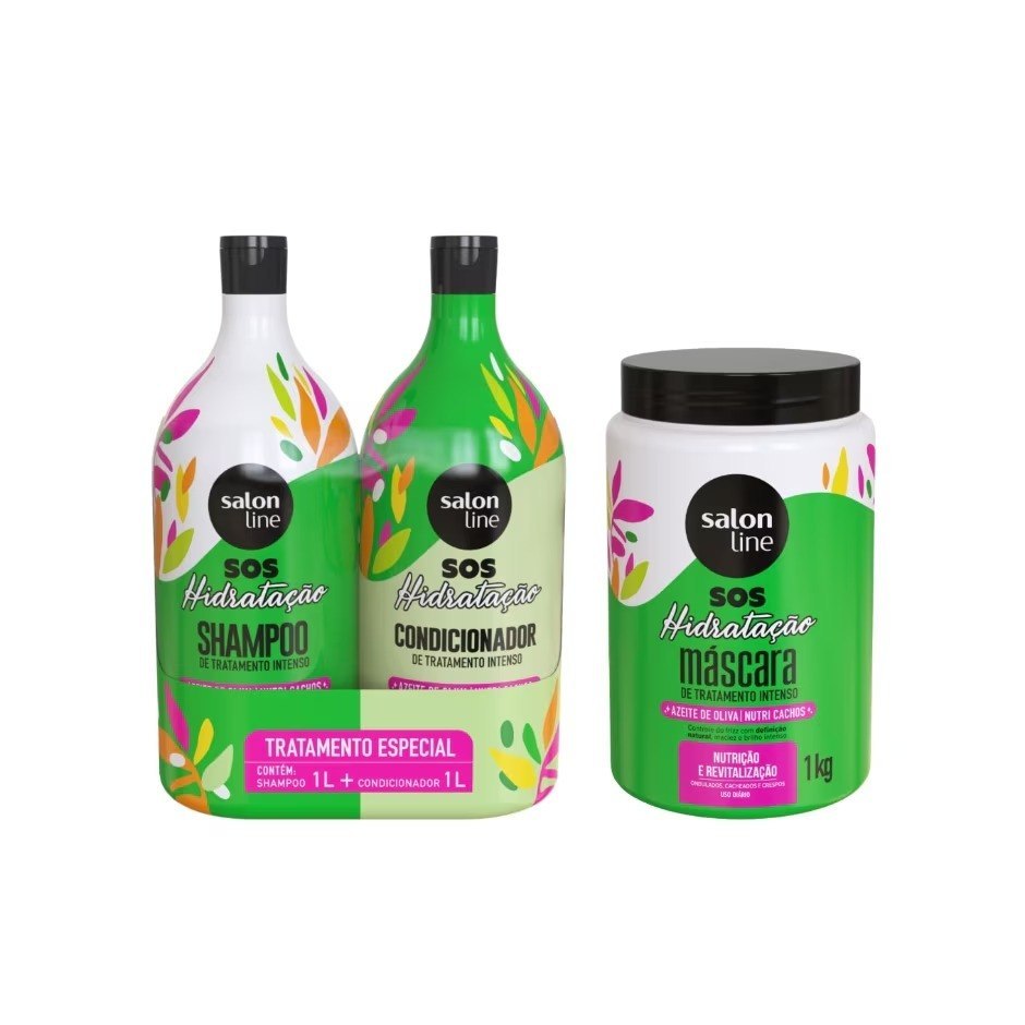 KIT SOS HIDRATAÇÃO ULTRA CACHOS COM MÁSCARA DE HIDRATAÇÃO SALON LINE