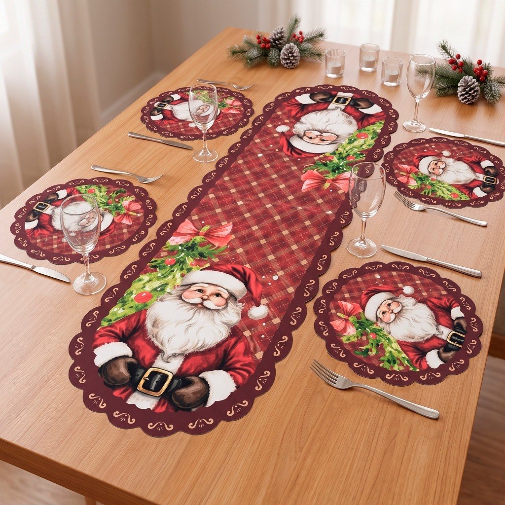 Kit Sousplast Jogo Americano Caminho De Mesa Natalino Natal Mesa Posta Sofisticação Sublimaç...