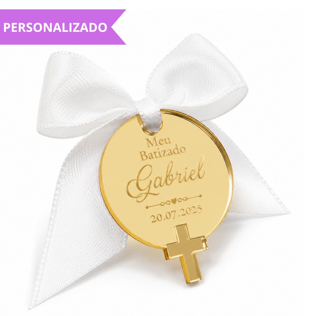 Kit Tag Lembrancinha Personalizada 2cm | Batizado Maternidade | Acrílico Espelhado