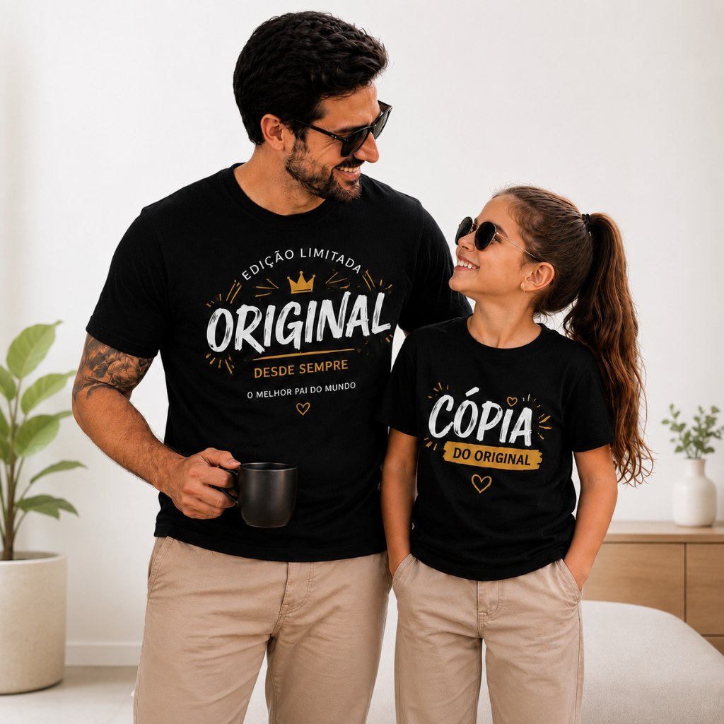 Kit Tal Pai Tal Filha Original e Cópia Dia dos Pais Presente Criativo Fofo 100% Algodão
