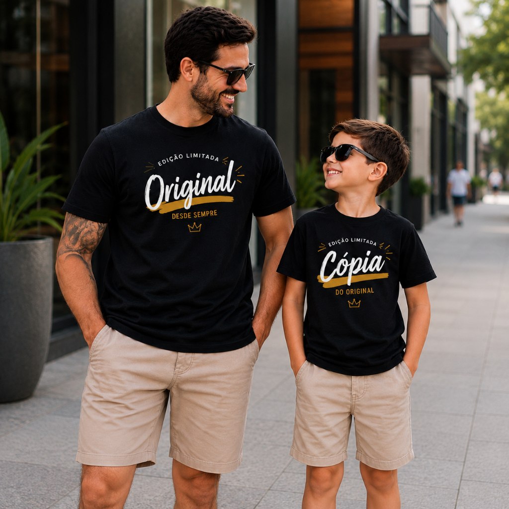 Kit Tal Pai Tal Filho Cópia e Original Presente Dia dos Pais Criativo Divertido 100% Algodão