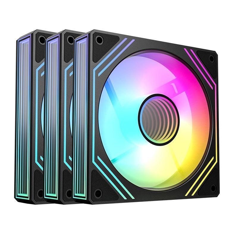 ⚠️ KIT VENTOINHAS ACEGEEK NEON, ARGB, 3X120MM, PRETO, AG-NEON3X1-BK