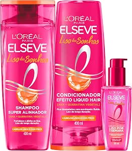 L'Oréal Paris Elseve Liso dos Sonhos Kit Shampoo, Condicionador e Sérum, com Tecnologia Ativ...