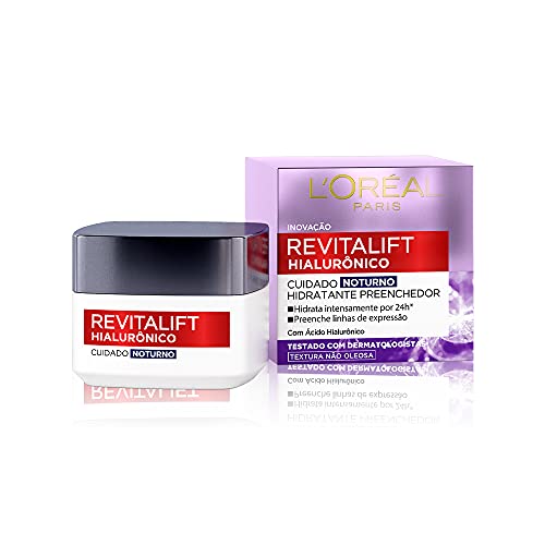 L'Oréal Paris Revitalift Hialurônico Creme Facial Noturno, com Ácido Hialurônico Puro, Com t...
