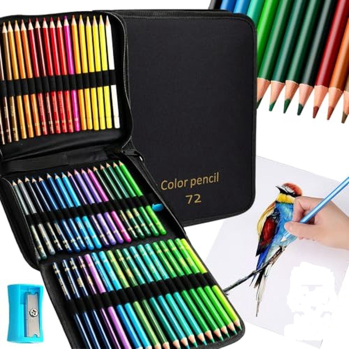 ➡️ Lapis de Cor Profissional, 72 Cores Mais Vivas, com Estojo Portátil, Lapis de Colorir Mac...