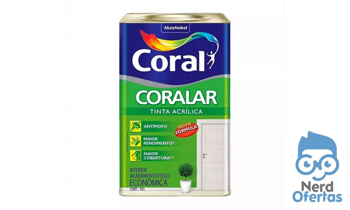 ➡️ Latex acrílica tinta coral anti mofo branco 18l coralar branco fosco