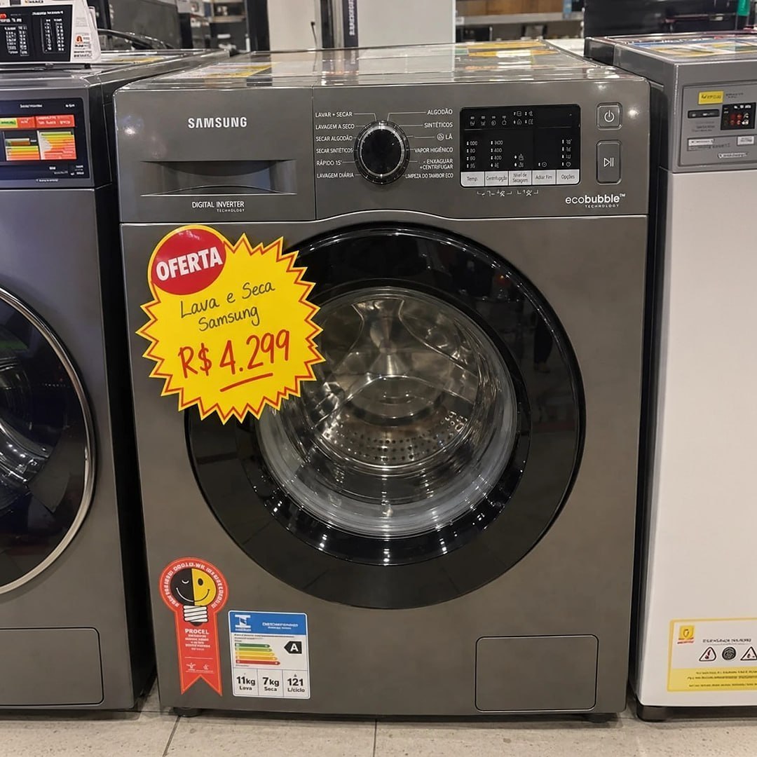 Lava E Seca Samsung Wd11m Com Digital Inverter Inox 11kg Cor Inox look 127V
