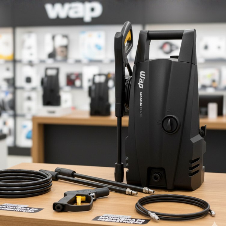 Lavadora de Alta Pressão WAP Atacama Black Potência 1400W Pressão 1500PSI Motor Universal